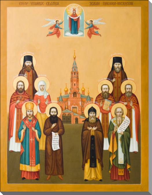 Купить и печать на заказ Картины на пластике, пеноркартоне Икона Иннокентий Пензенский и Собор Чтимых Святых Земли Павлово-посадской