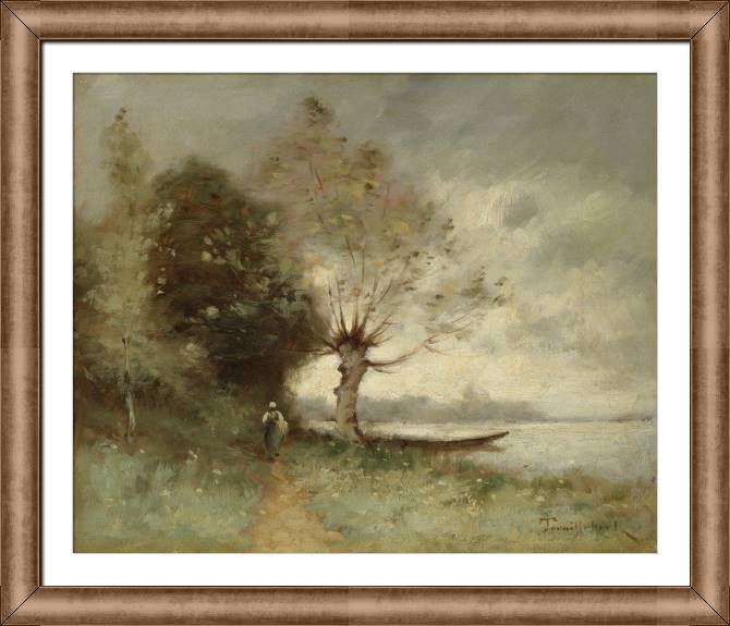 Paintings on canvas The banks of the Loire near the Shoe (Paul desiré Treiber)