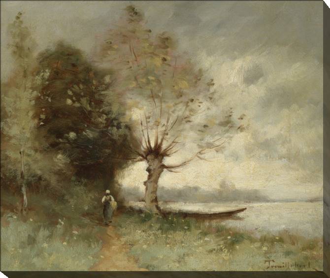 Paintings on canvas The banks of the Loire near the Shoe (Paul desiré Treiber)