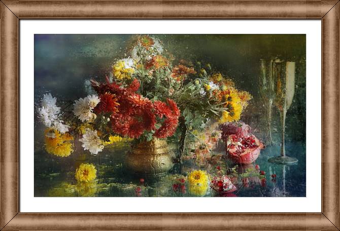 Paintings on canvas Still life using wet glass