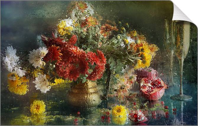 Купить и печать на заказ Картины на холсте Натюрморт через мокрое стекло