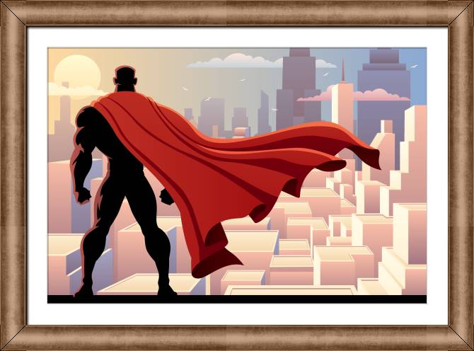 Paintings on canvas Superhero looking at the city