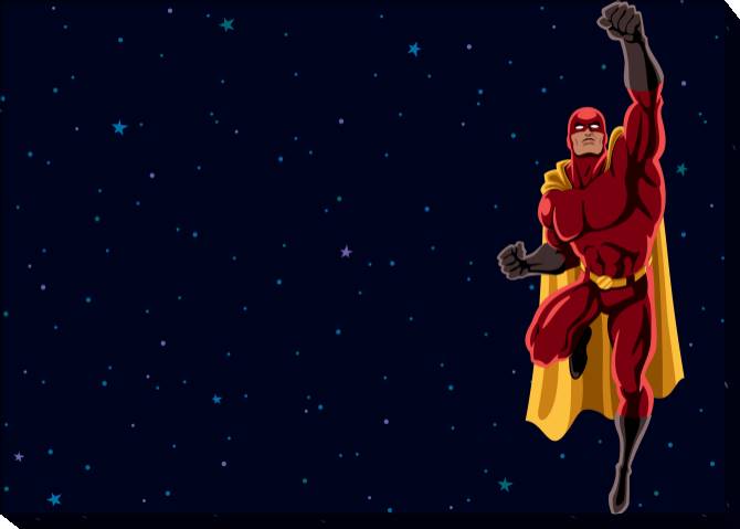 Картины на холсте Superhero on the background of stars