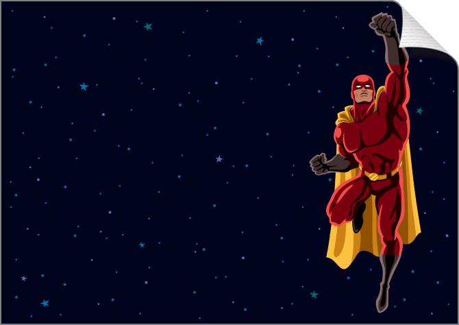 Купить и печать на заказ Картины на холсте Супергерой на фоне звезд