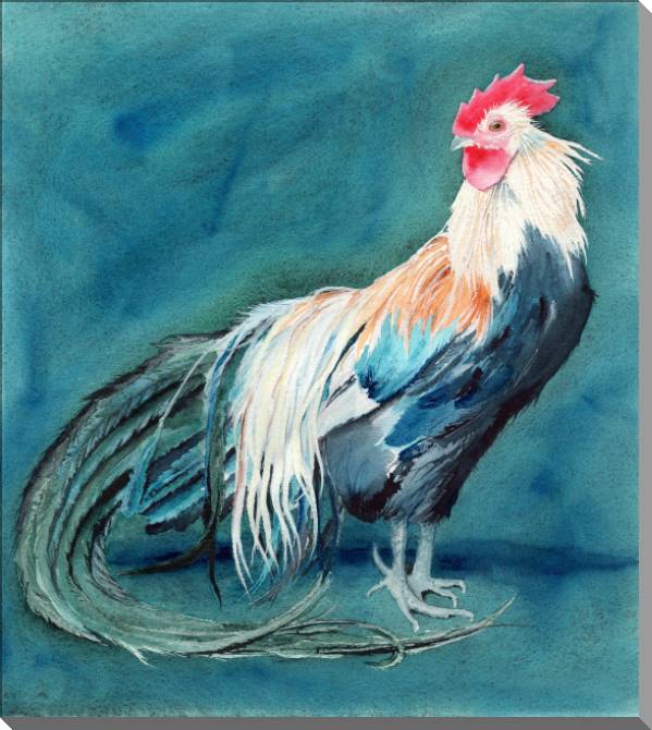 Купить и печать на заказ Картины на пластике, пеноркартоне Акварельная живопись петух
