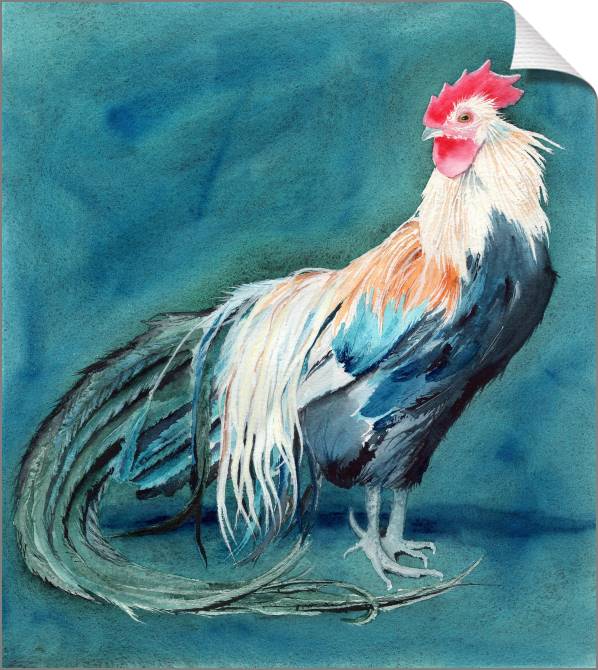 Купить и печать на заказ Картины на холсте Акварельная живопись петух