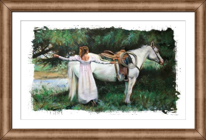 Paintings on canvas Girl and white horse
