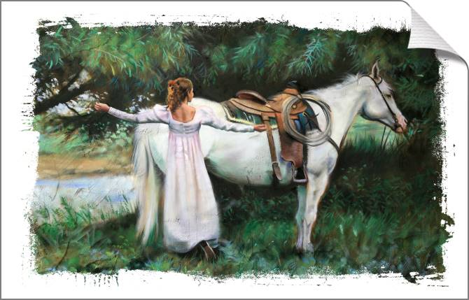 Купить и печать на заказ Картины на холсте Девушка и белая лошадь