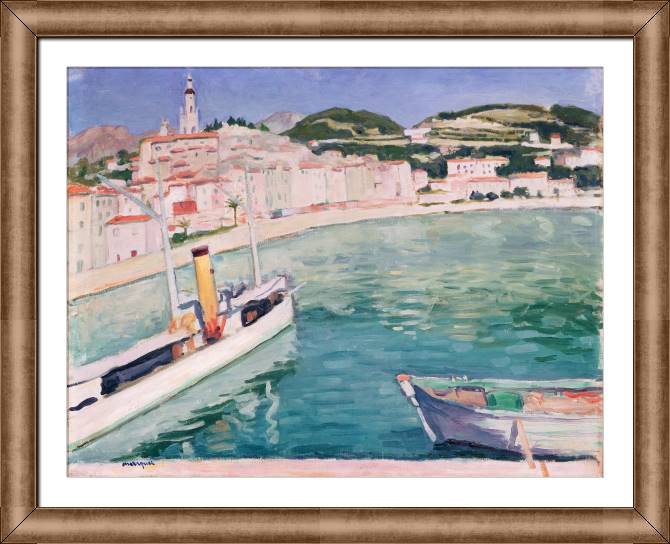 Paintings on canvas The Harbor at Menton (albert Stamp)