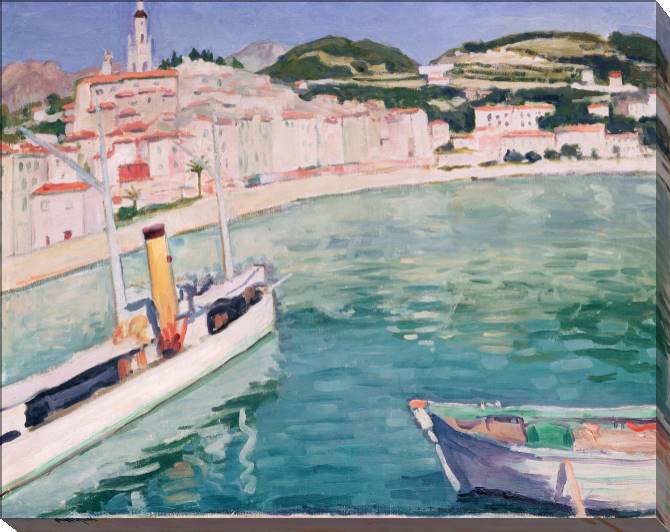 Paintings on canvas The Harbor at Menton (albert Stamp)