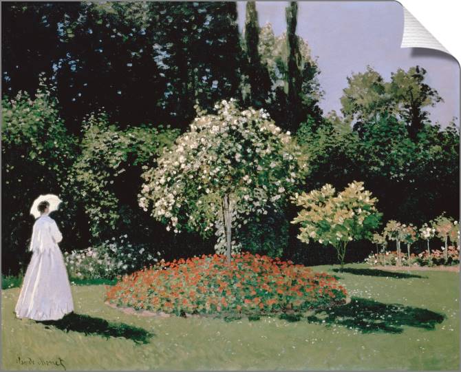 Купить и печать на заказ Картины на холсте Дама в саду Сент-Адресс (Клод Моне)