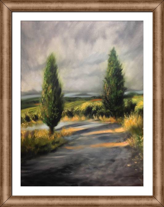 Paintings on canvas Tuscan cypress trees
