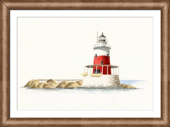 Paintings on canvas Lighthouse in the sea watercolor illustration