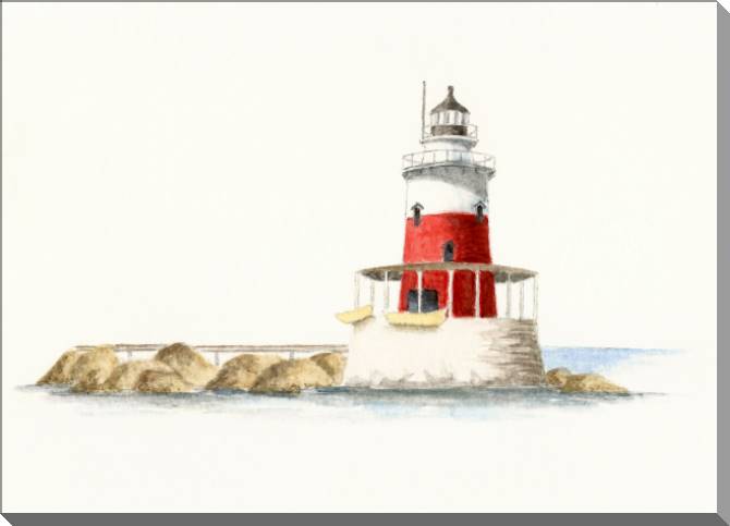 Купить и печать на заказ Картины на пластике, пеноркартоне Маяк в море акварельная иллюстрация