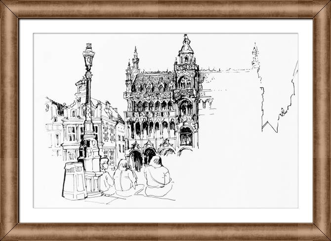 Купить и печать на заказ Репродукции картин Главная площадь в Брюсселе эскиз