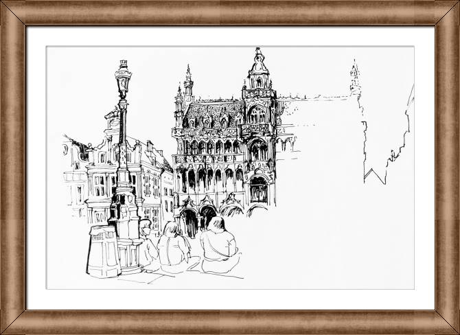Paintings on canvas The main square in Brussels sketch