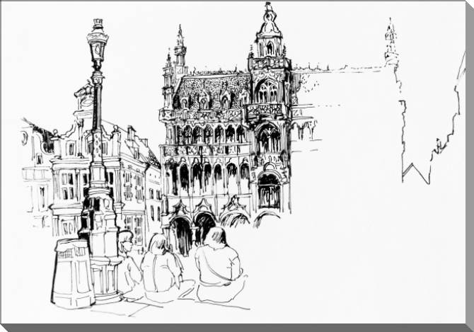 Купить и печать на заказ Картины на пластике, пеноркартоне Главная площадь в Брюсселе эскиз