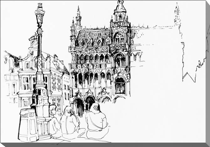 Картины на холсте The main square in Brussels sketch