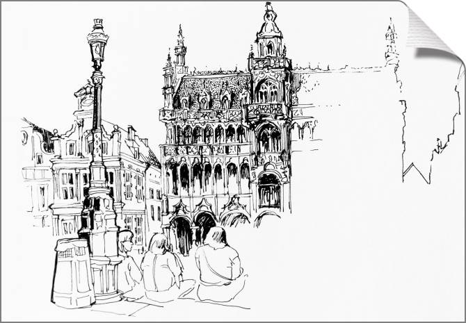 Купить и печать на заказ Картины на холсте Главная площадь в Брюсселе эскиз