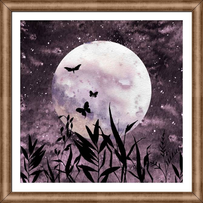 Paintings on canvas Butterfly on background of the moon