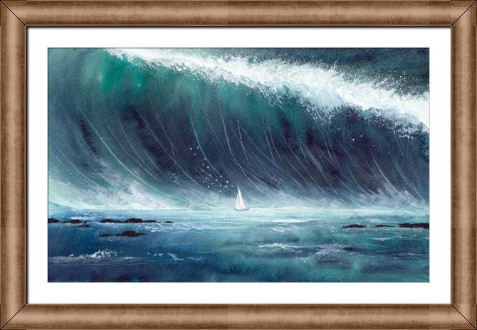 Paintings on canvas The great wave and the ship