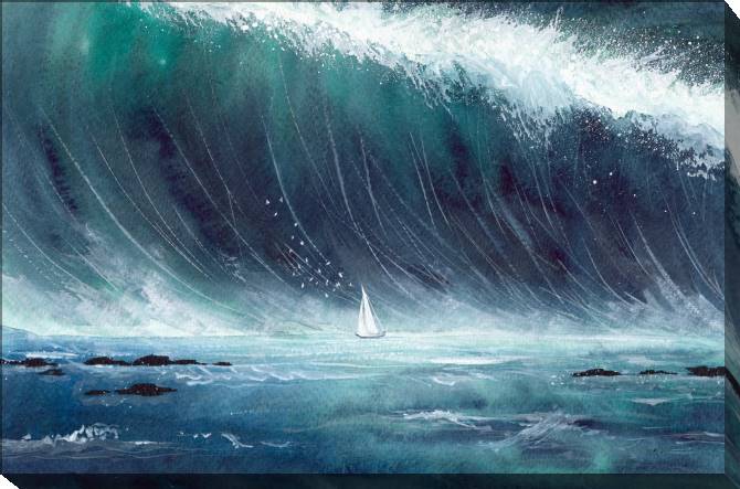 Paintings on canvas The great wave and the ship