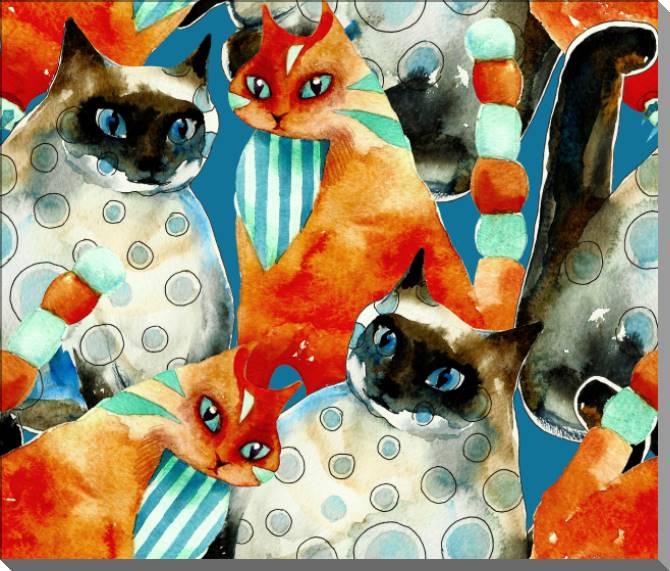 Купить и печать на заказ Картины на пластике, пеноркартоне Узор из мультяшных кошек