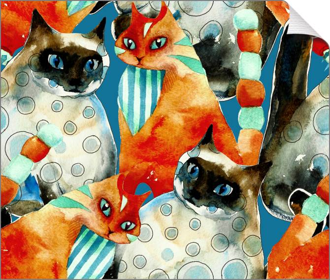 Купить и печать на заказ Картины на холсте Узор из мультяшных кошек