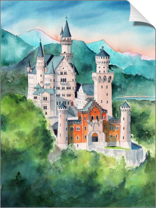 Купить и печать на заказ Картины на холсте Замок Нойшванштайн