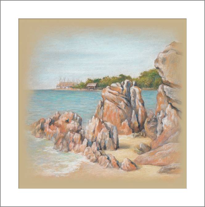 Картины, фото с паспарту Hut on the shore