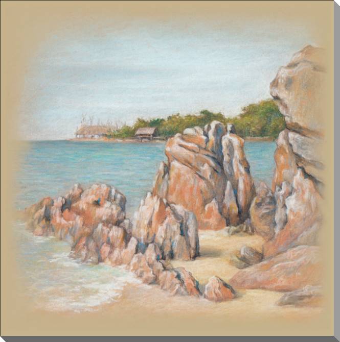 Купить и печать на заказ Картины на пластике, пеноркартоне Хижина на солнечном берегу