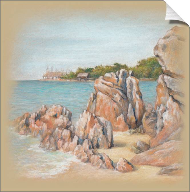 Купить и печать на заказ Картины на холсте Хижина на солнечном берегу