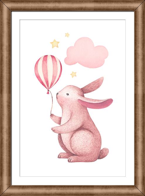 Paintings on canvas Pink Bunny with the ball