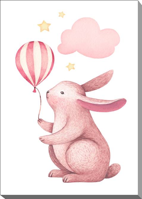 Картины на холсте Pink Bunny with the ball