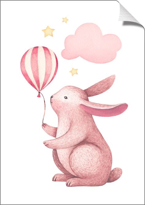 Купить и печать на заказ Картины на холсте Розовый зайчик с шариком