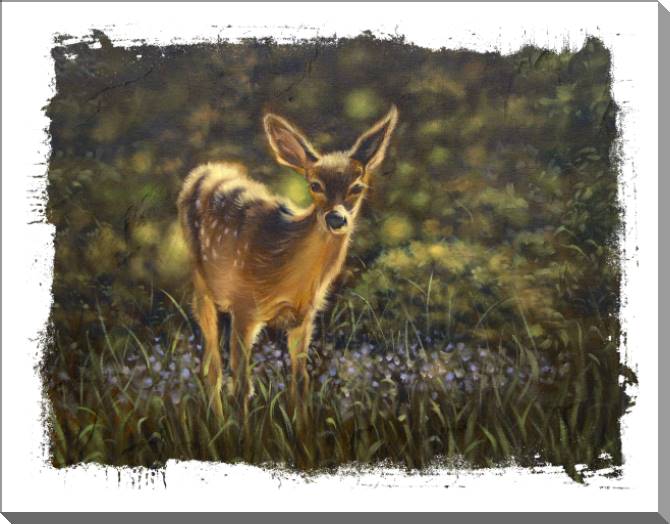 Купить и печать на заказ Картины на пластике, пеноркартоне Олененок живопись