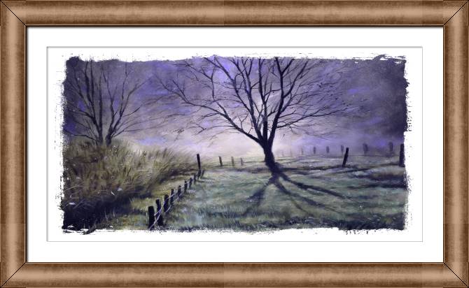 Paintings on canvas Foggy landscape with a tree