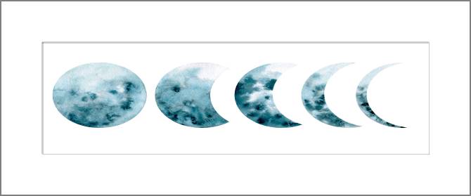 Paintings, photos from Passepartout Watercolor moon phase