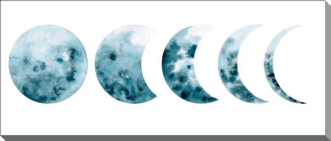 Купить и печать на заказ Картины на пластике, пеноркартоне Акварельные фазы луны