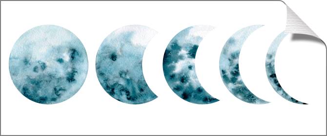 Купить и печать на заказ Картины на холсте Акварельные фазы луны
