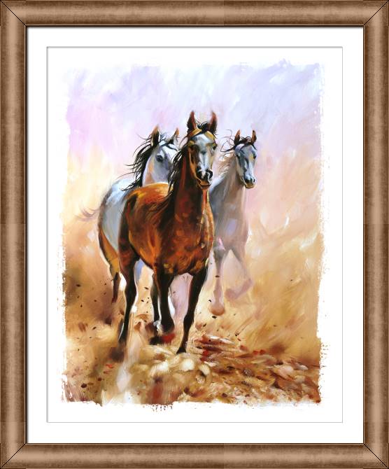 Купить и печать на заказ Репродукции картин Бегущие лошади живопись