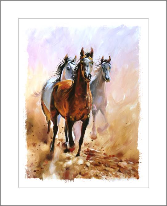 Купить и печать на заказ Картины Бегущие лошади живопись