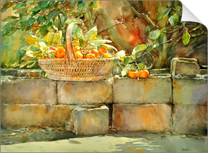 Купить и печать на заказ Картины на холсте Хурма на солнце акварельная живопись