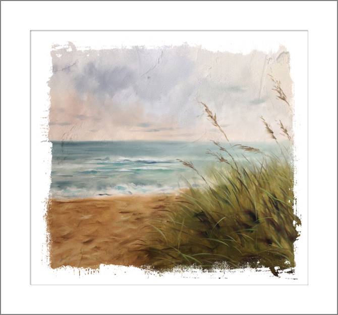 Картины, фото с паспарту View of the beach with dunes