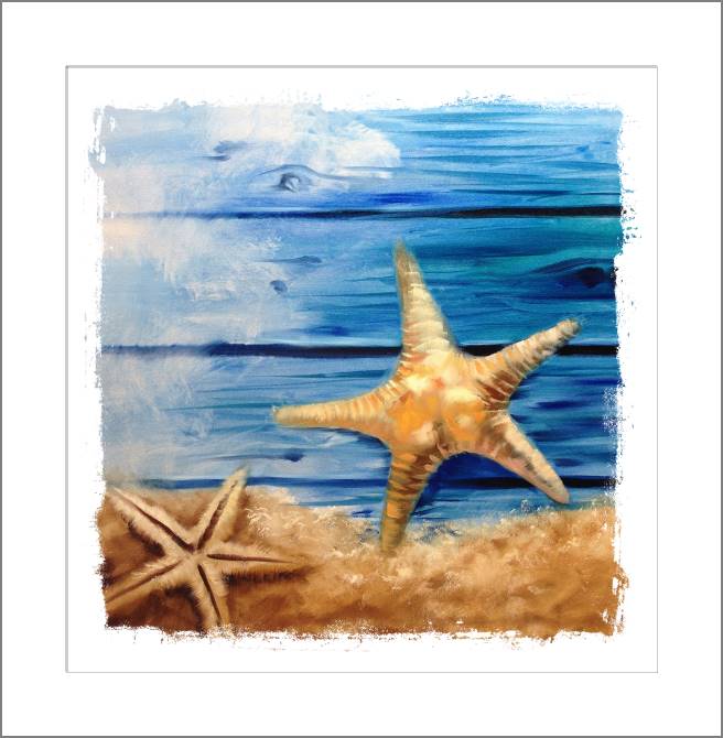 Paintings, photos from Passepartout Starfish on blue boards