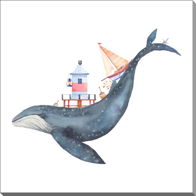 Купить и печать на заказ Картины на пластике, пеноркартоне Сказочный кит