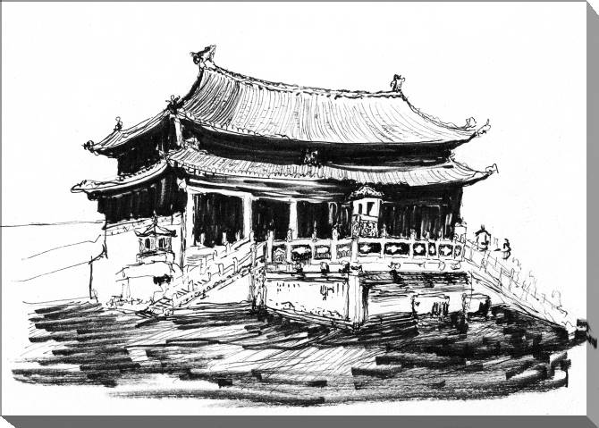 Картины на холсте A sketch of Chinese buildings