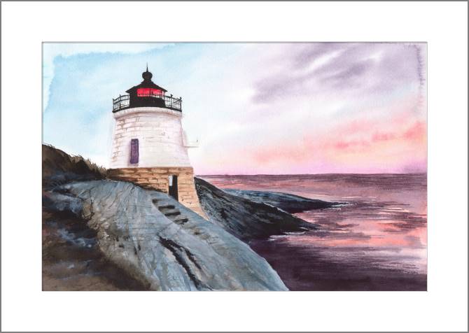 Картины, фото с паспарту Lighthouse at sunset