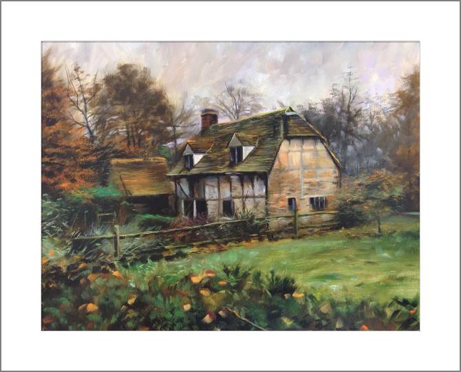 Картины, фото с паспарту Beautiful English cottage