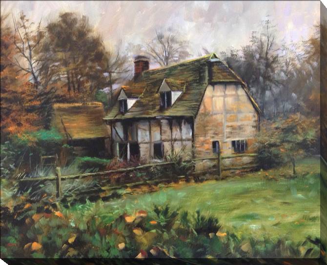 Купить и печать на заказ Картины на холсте Красивый английский коттедж